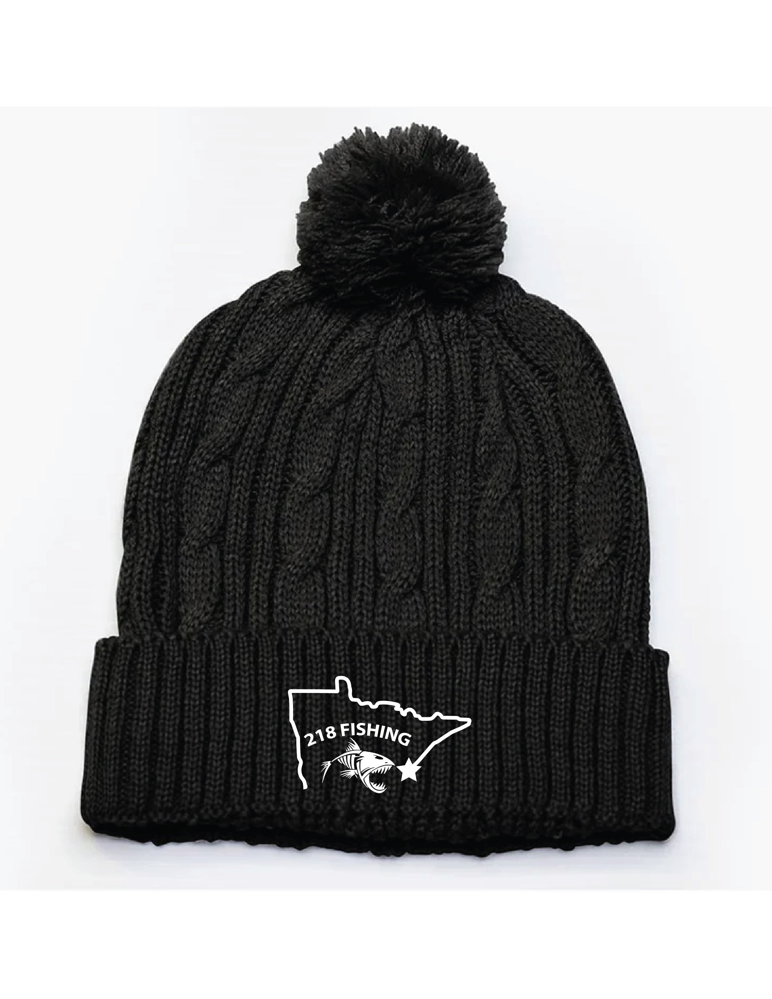 11 ) #643K PACIFIC HEADWEAR CABLE KNIT CAP WITH POM - 218