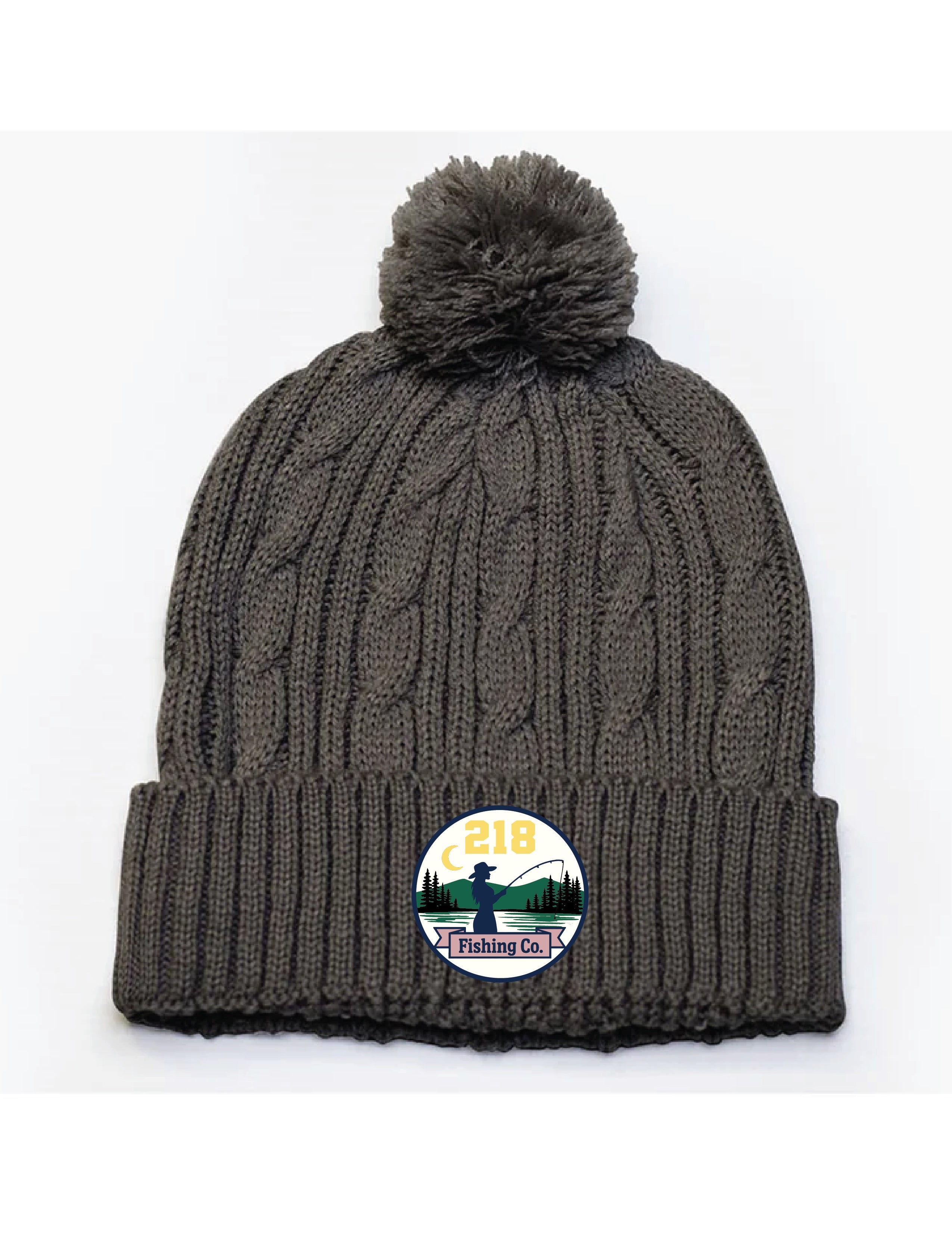 11 ) #643K PACIFIC HEADWEAR CABLE KNIT CAP WITH POM - 218