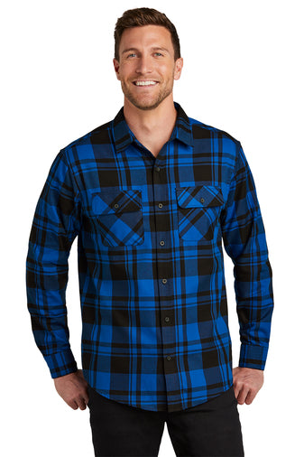 B93) W668 Port Authority Plaid Flannel Shirt - SHEARCORE