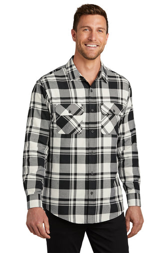 B93) W668 Port Authority Plaid Flannel Shirt - OIL QUICK