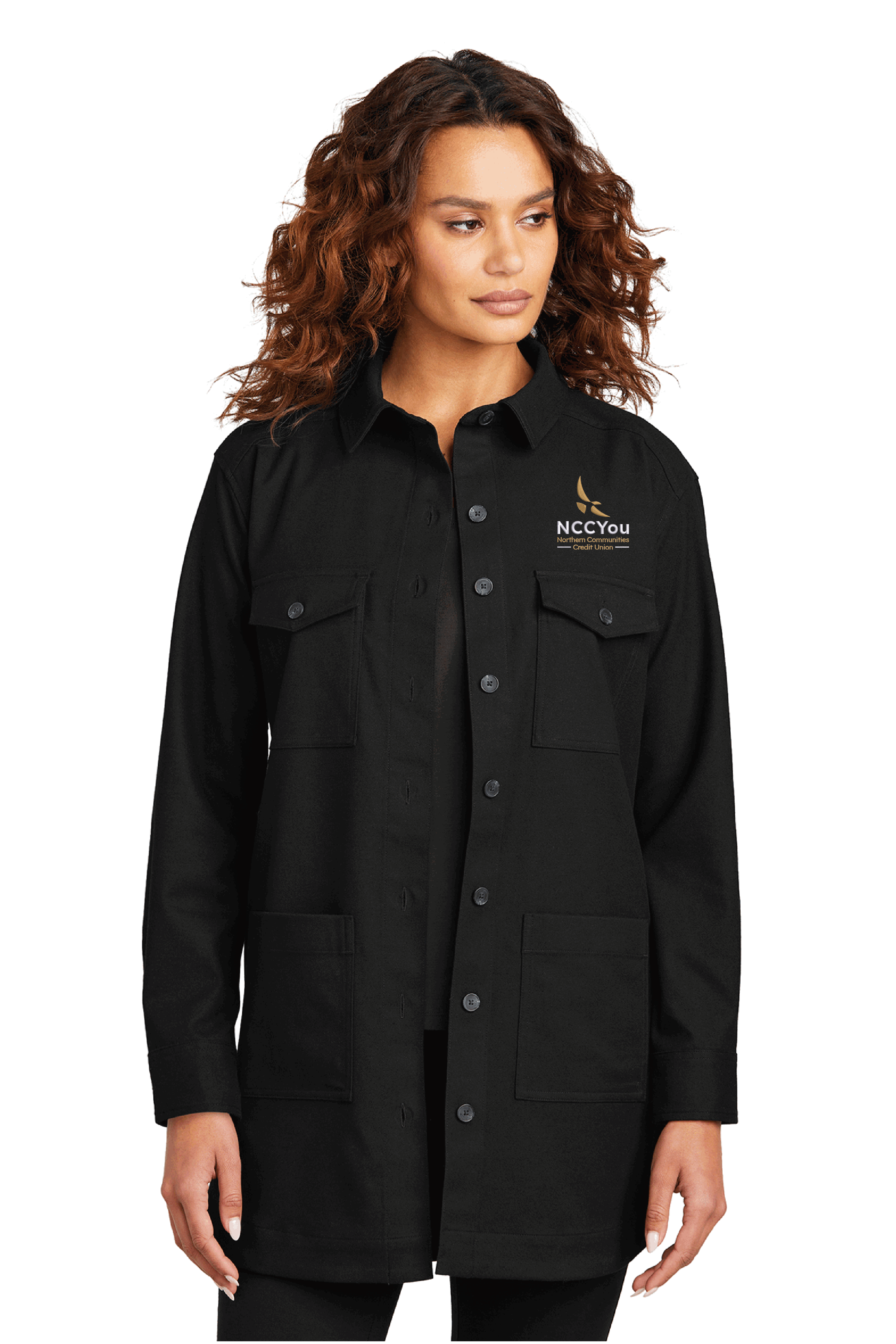 44) #MM2021 MERCER+METTLE WOMENS LONG SLEEVE TWILL OVERSHIRT - NCCU