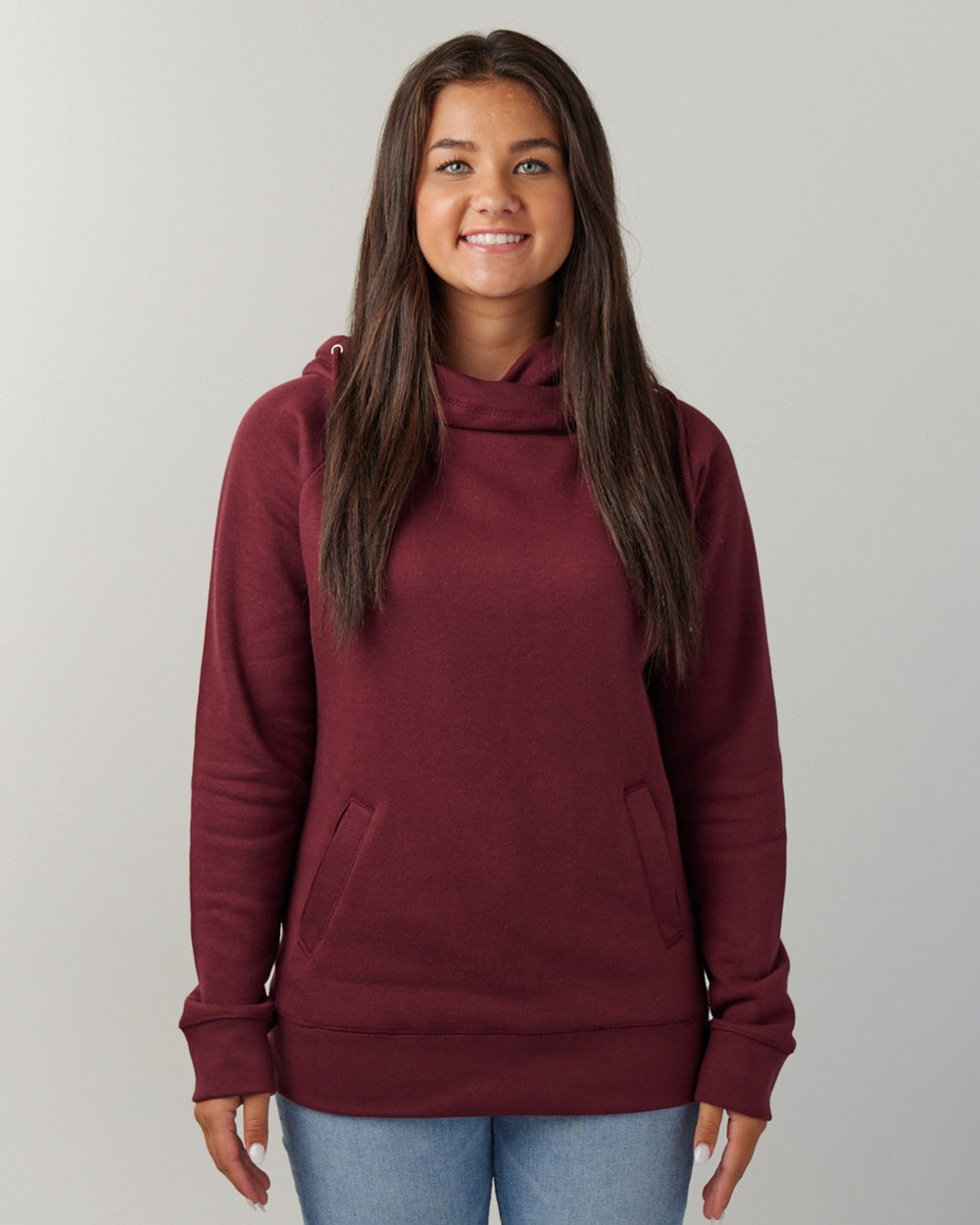 16) (D) STYLE # EZ329 ENZA LADIES FUNNEL NECK HOODED