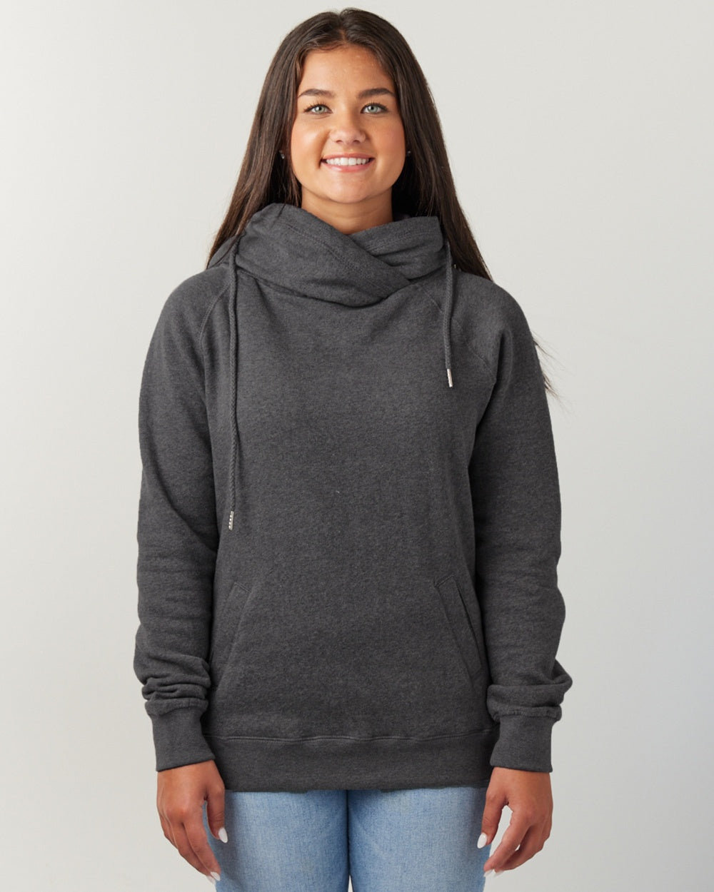 16) (C) STYLE # EZ329 ENZA LADIES FUNNEL NECK HOODED