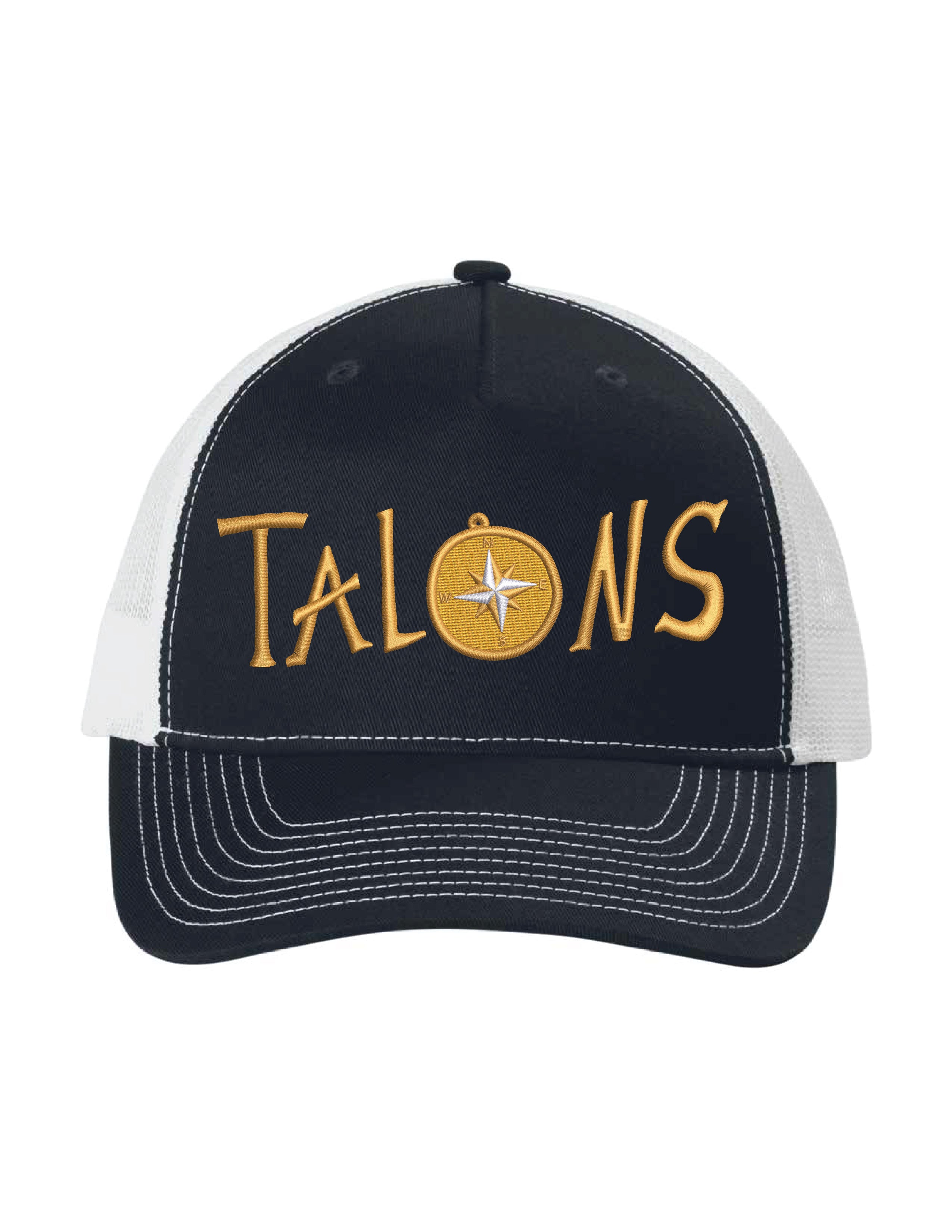 4) C115  Port Authority® Five-Panel Snapback Trucker Cap, Rich Navy / White - HERMATOWN ROBOTICS