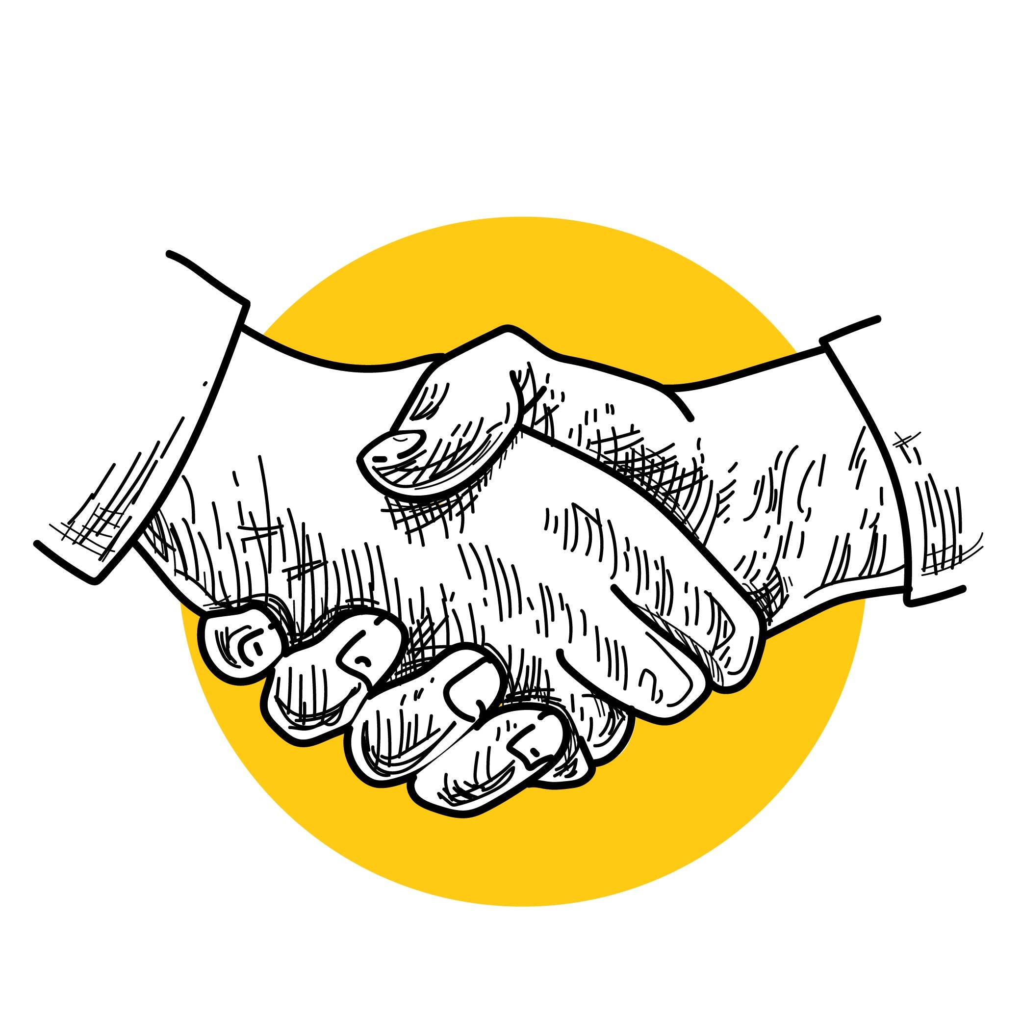 Stylized icon of a handshake 