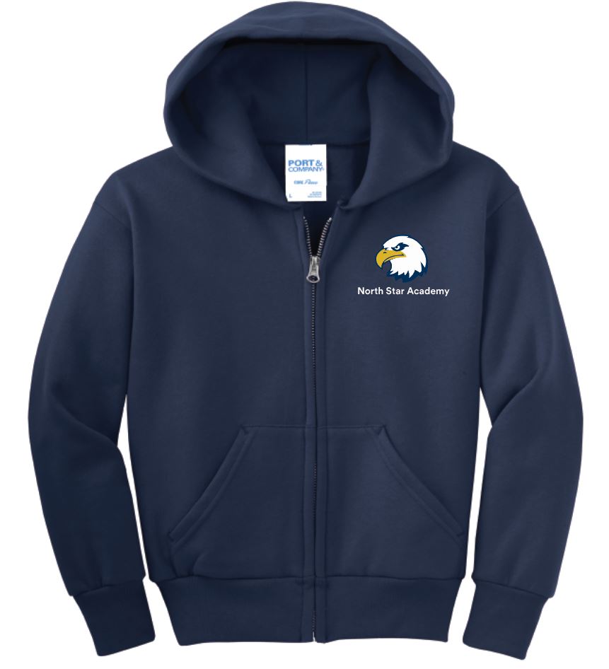 6a) PC90YZH Port & Co™ Youth Core Fleece Full-Zip Hooded Sweatshirt - North Star