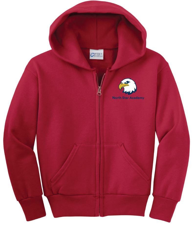 6a) PC90YZH Port & Co™ Youth Core Fleece Full-Zip Hooded Sweatshirt - North Star