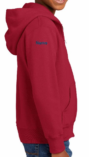 4b) PC90YZH  Port & Co™ Youth Core Fleece Full-Zip Hooded Sweatshirt - Raleigh