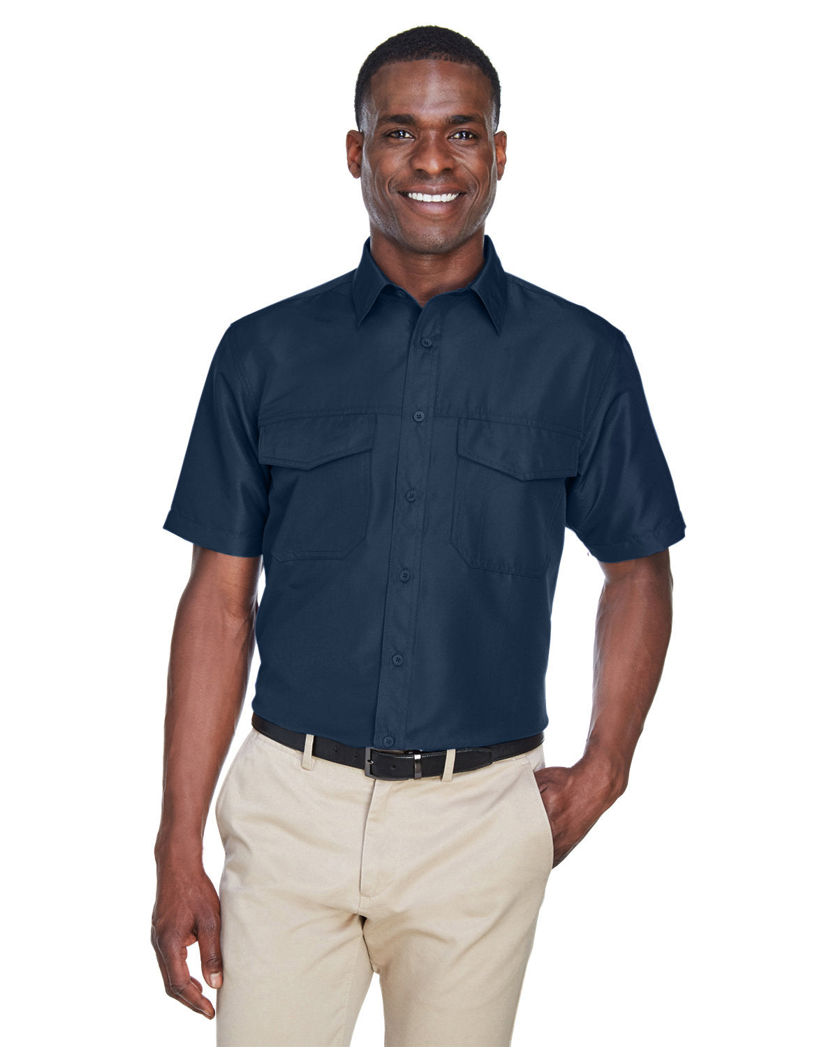 B5) M580 Harriton Men's Key West Short-Sleeve Performance Staff Shirt - BLADECORE